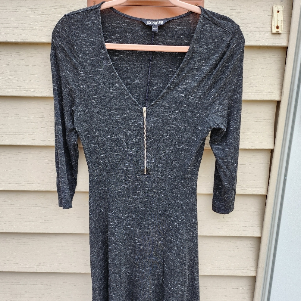 Express black/grey half sleeve zip up dress